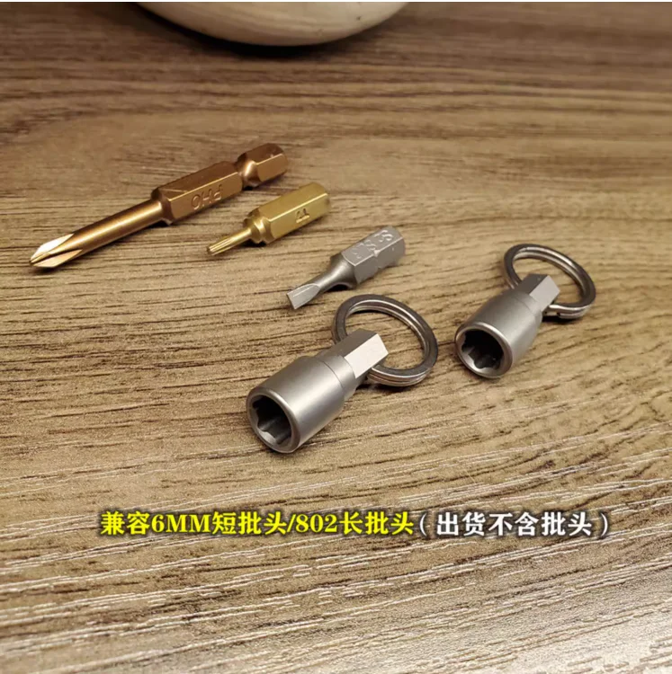 1Piece Titanium Alloy Mini Screwdriver Magnetic Portable Small Bit Pendant Outdoor Camping EDC Pocket Tools