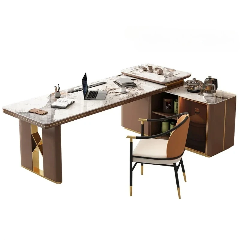 

Rock slab light luxury desk tea table integrated modern simplicity corner home tea drinking office study senior sense