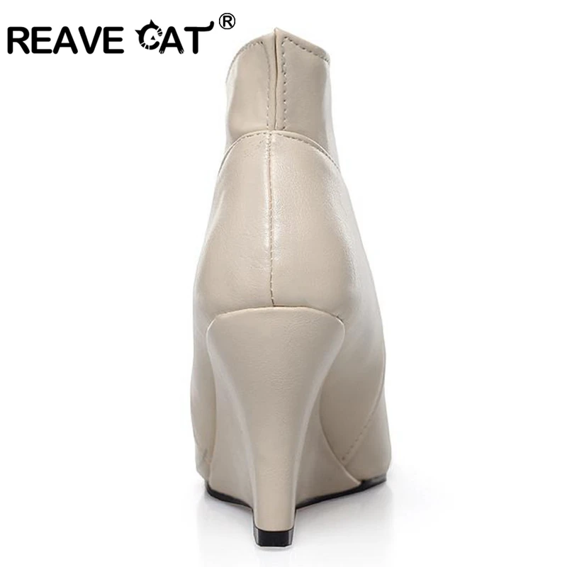 REAVE CAT Fashion Spring summer Women shoes Sandals Open toe High heels Roman Slip-On Novelty Wedges Summer Shoes Sexy Hot