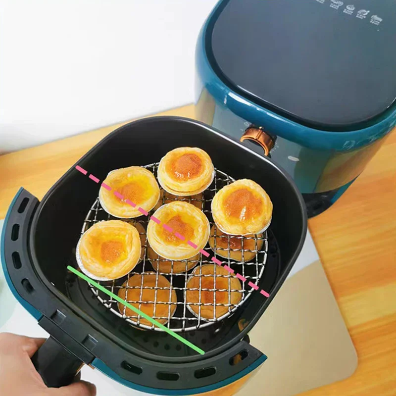 Round Air Fryer Rack With Legs Stackable Grid Grilling Rack Stainless Steel Anti-corrosion For Home Kitchen Oven Steamer Cooker