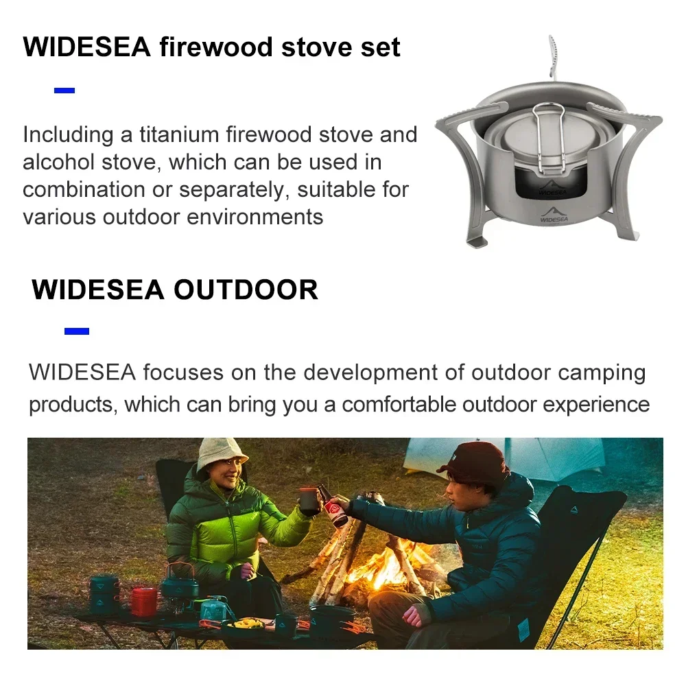 Widesea campingtitanium fogão a álcool fogo aquecedor de madeira queimador turístico fogão sobrevivência ao ar livre trekking caminhadas suprimentos piquenique