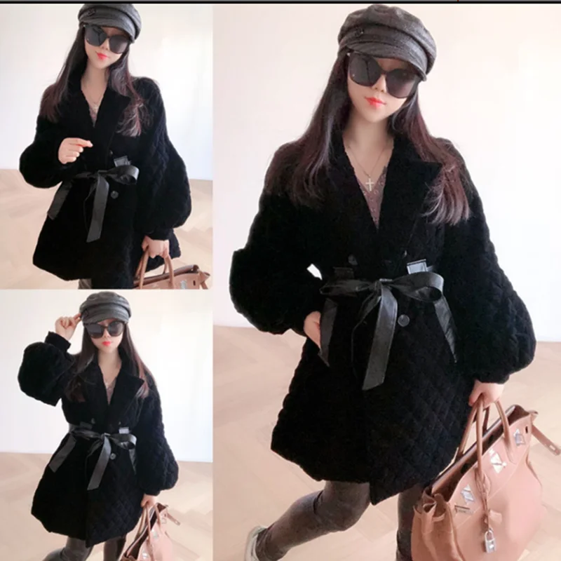 

New mid-length suit loose gold velvet cotton women's ol fashion coat