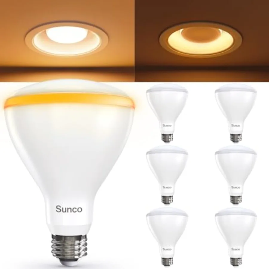 

Sunco 6 Pack BR30 Night Light, Sleep Light Bulb, Blue Light Blocking for Lamp, Bedroom, Mood Soothing, Nursery, 8.5W=55W, 2CCT