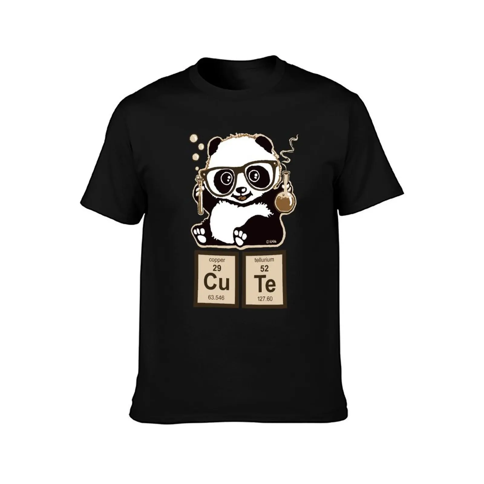 Chemistry panda discovered cute T-Shirt, Summer Casual Cotton Tee, Oversized Streetwear Tops, Vintage Graphic Print, 100% Cotton