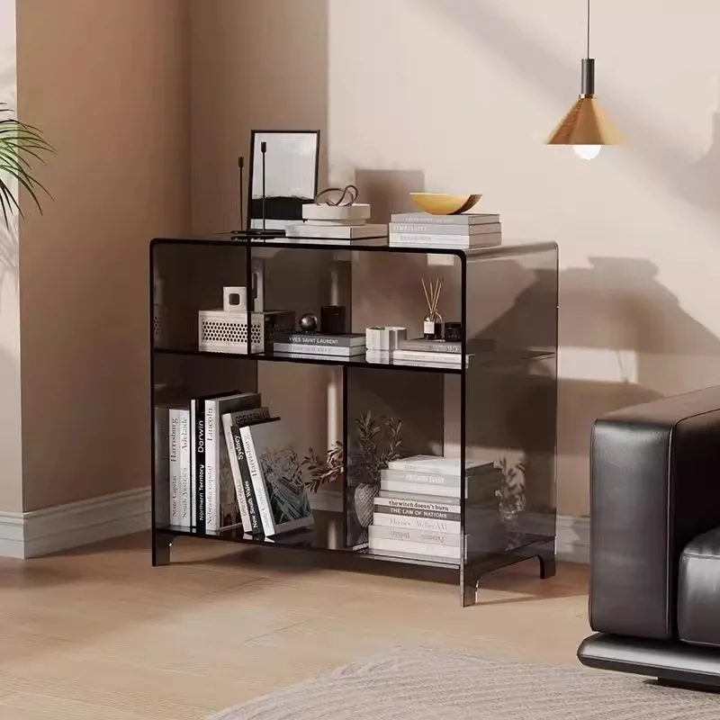 

Light luxury acrylic shelf Floor-to-ceiling low cabinet Bookshelf Multi-layer figure storage rack Living room sofa Side locker