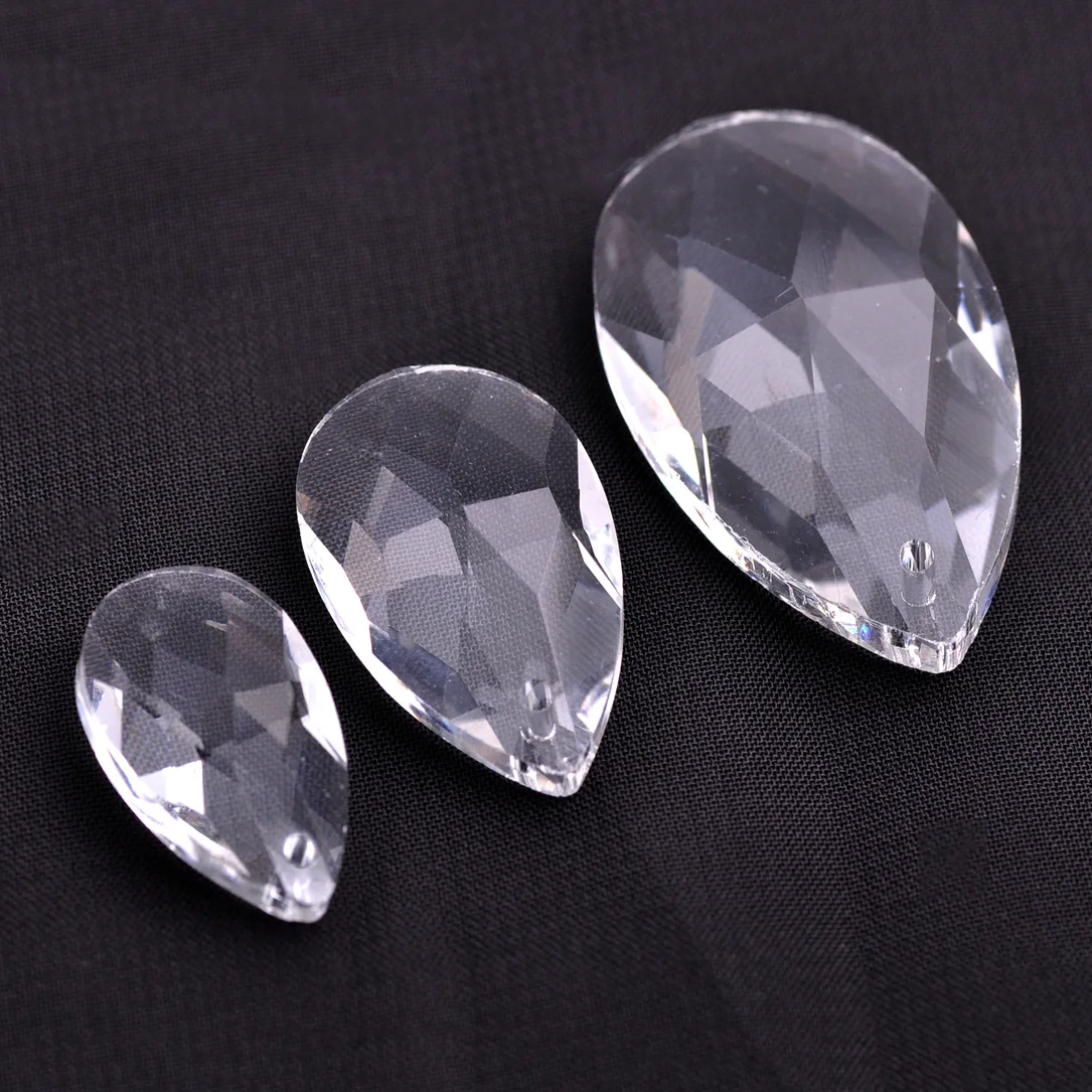 Teardrop 22mm 28mm 38mm Prism Faceted Crystal Glass Loose Crafts Pendant Beads For Jewelry Making DIY Curtain Chandelier