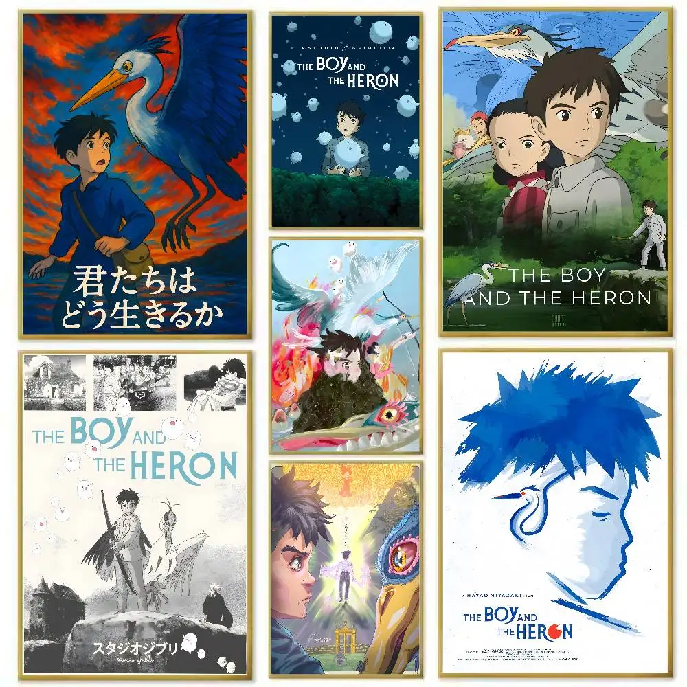 ملصق حائط فني عالي الدقة مقاوم للماء من الرسوم المتحركة The Boy And The Heron مطبوع ذاتي اللصق. ديكور غرفة المنزل الجمالي للمعيشة