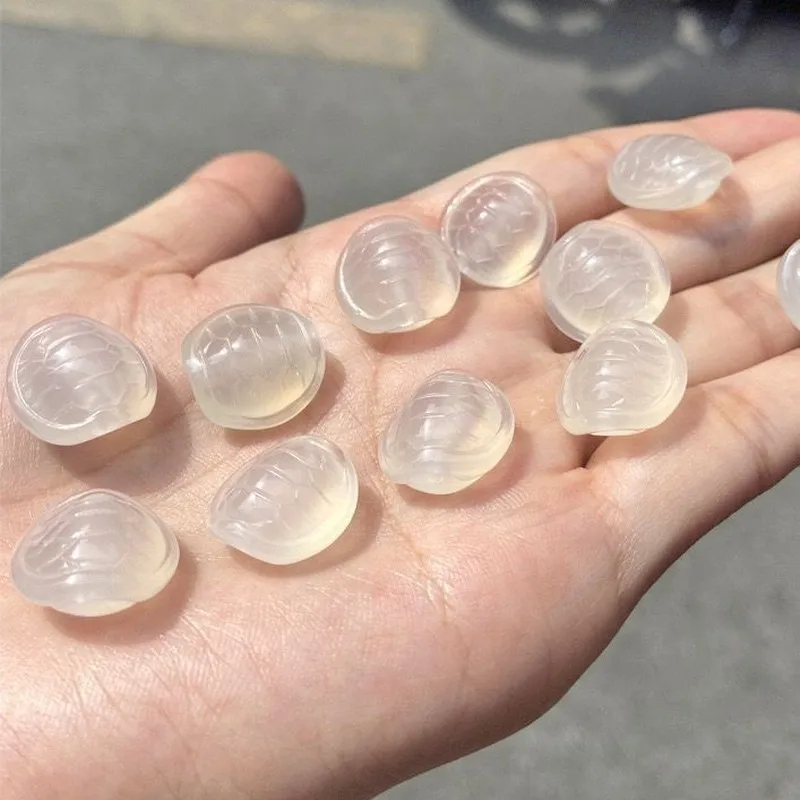 Natural ice jade chalcedony pendant, peace ring pendant, tortoise shell jade through-hole bracelet accessories
