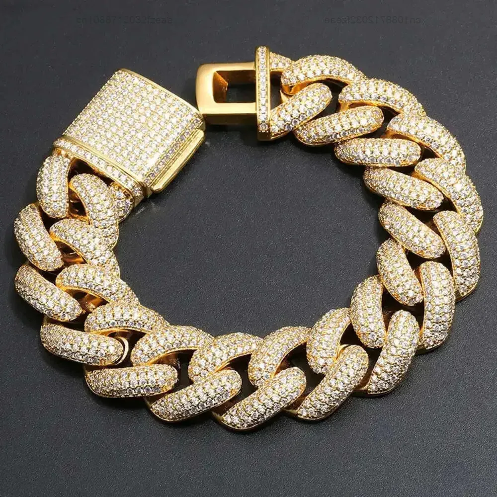 

Men Hip Hop Jewelry Custom 20mm Gold Plated 925 Sterling Silver Pass Diamond Tester Vvs Moissanite Iced Out Cuban Link Bracelet