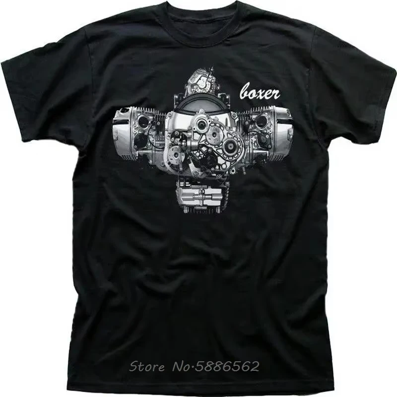 Boxer Engine Graphic T-shirt Men Women Cotton Short Sleeve O-neck Soft Breathable Casual Motorcycle Biker Tee Tops