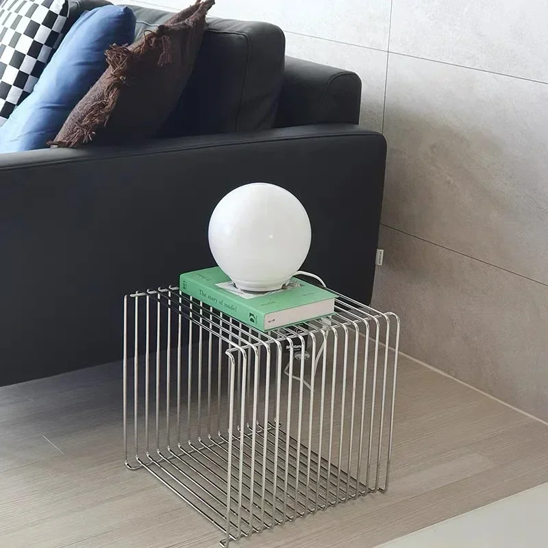 

Light Luxury Simple Metal Magazine Rack Nordic Designer Bedside Table Art Ins Living Room Low Tables Furniture