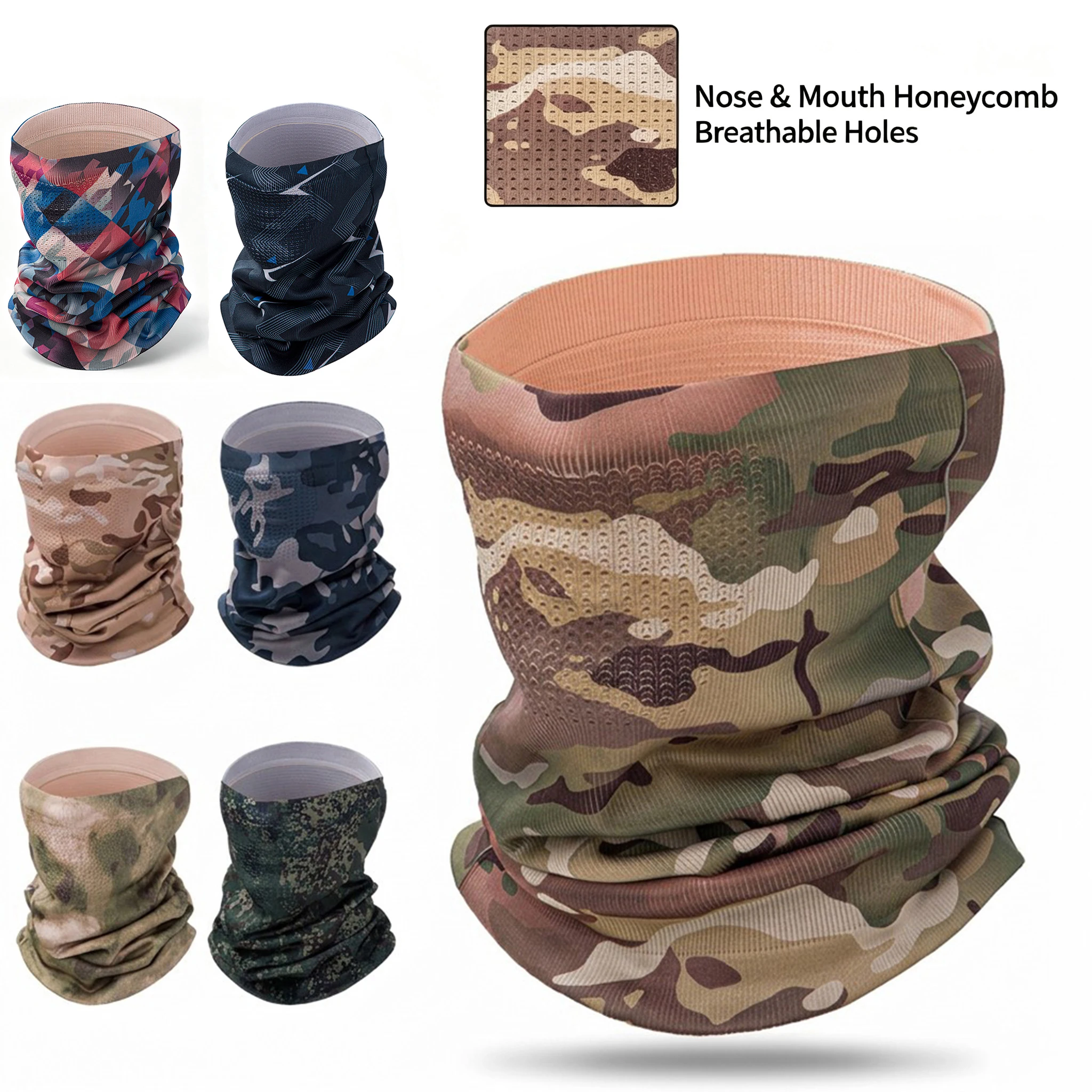 Large Breathable Holes Neck Gaiter Motorcycle Face Mask Cycling Windproof Neckerchief Outdoor Sports Ski Neck Protecting Scarf