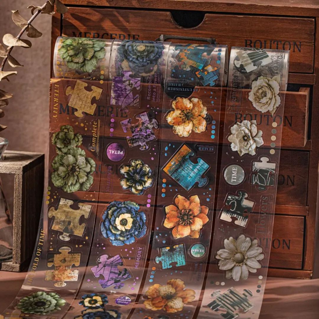 

Mr. Paper Retro Plant Masking Tape Cutting Flower Fragments PET Handbooks Landscape Stickers Tape Home Dormitory Decoration Gift