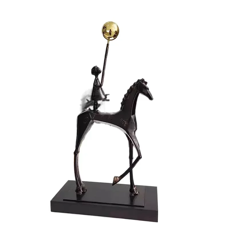 تمثال أطفال دريم لاند تجريدي حديث - منحوتة فتاة وحصان مصنوعة يدويًا، ديكور داخلي بطابع الطفولة، زخرفة فنية مصنوعة يدويًا