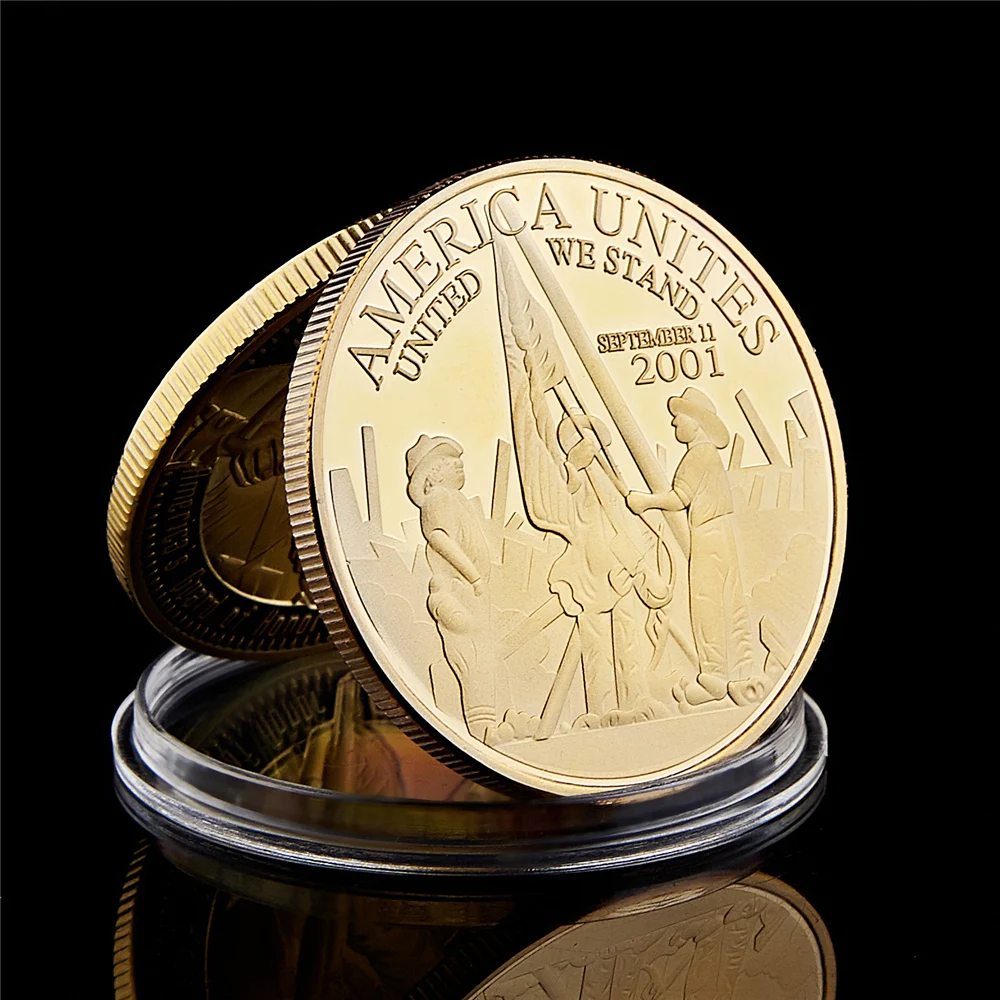 USA Freedom United We Stand 2001.9.11 Remember Attacks 1 World Trade Center Gold Recalling History Collectible Coin