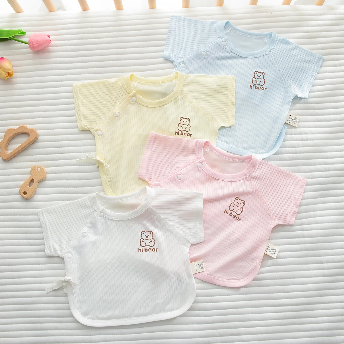 Somenie Short Sleeve Half Back Newborn Baby Summer Thin Newborn Baby 0 January March Newborn Half Sleeve Top