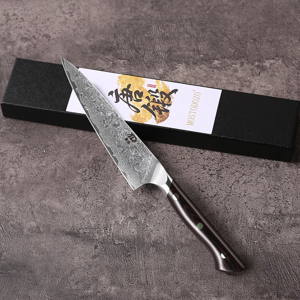 MOSTODOZO 5.5 inch Utility Knife Real 67 Layer Damascus Steel Super Cook Knife Pretty Peeling Knife Super Sharp Kitchen Knife