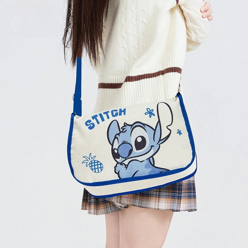 

Cartoon Disney Stitch Canvas Crossbody Bag for Women Fashion Large Capacity Travel Leisure Shoulder Bag Girls Holiday Gifts