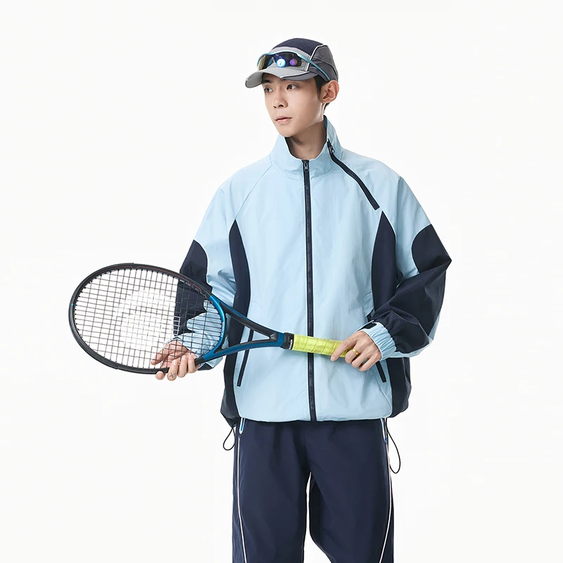 Unisex Waterproof Outdoor Zipper Jacket Color‑blocked Windproof Oversized Street Style Stylish Stand Collar Hiking Outerwear