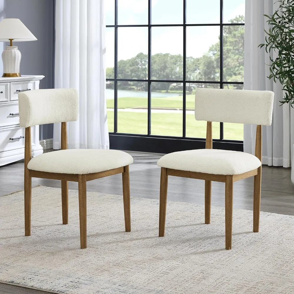

Ellis Boucle Upholstered Dining Chairs, Set of 2, White/Natural Oak