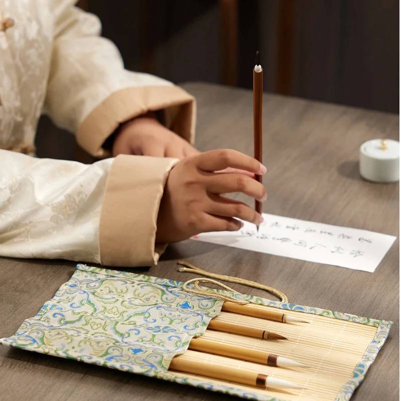 Bild 5: Chinesischer Stil Tuschepinsel-Rollvorhang, Kalligrafie-Stift-Aufbewahrungstaschen, tragbarer Künstlerpinselhalter, Kunst-, Schreib- und Zeichenzubehör