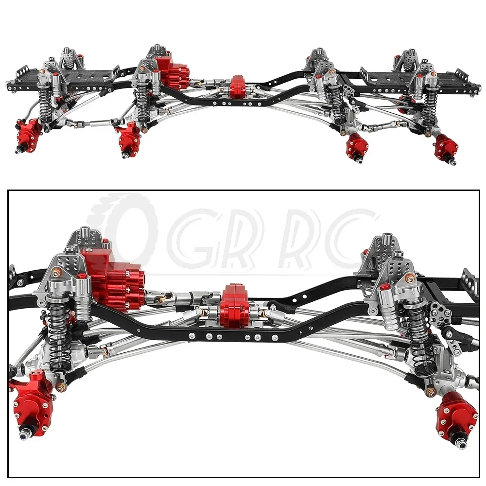 Metall verbesserte 8x8 RC Auto Chassis Rahmen mit 2 vorderen Lenkportal Achsen Getriebe DIY für Axial SCX10 II 1/10 RC Crawler Auto