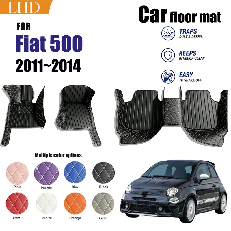 Car Floor Mats Suitable for Fiat 500 2011~2014 Anti slip and wear-resistant PU leather car interior mat