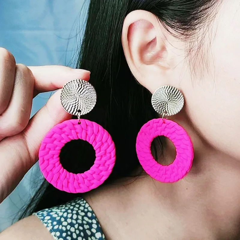 Korean Round Candy Color Acrylic Clip Earrings for Women 11 Color Cute Round No Piercing Earrings Circle Jewelry