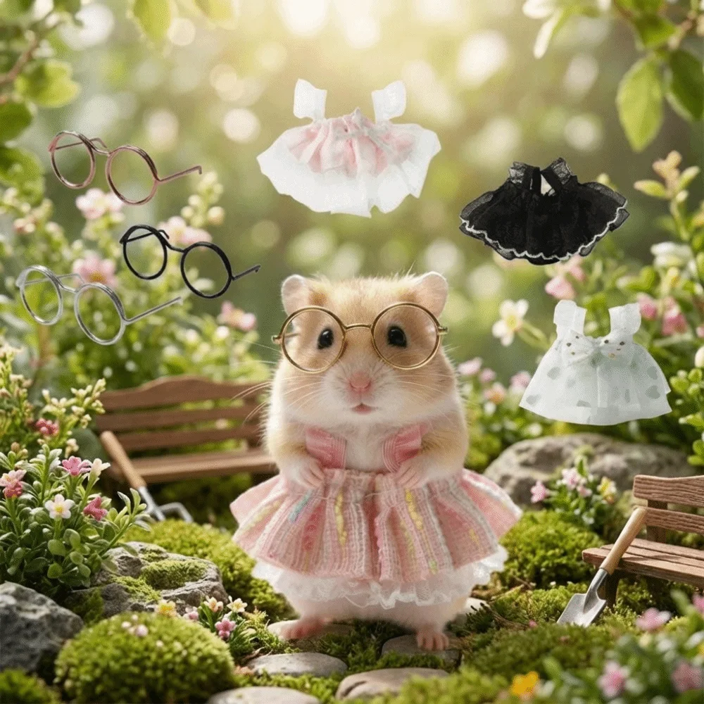 

Sweet Adorable Hamster Princess Dress Breathable Lightweight Pet Puff Skirt Soft Pet Suspender Skirt Party Clothes