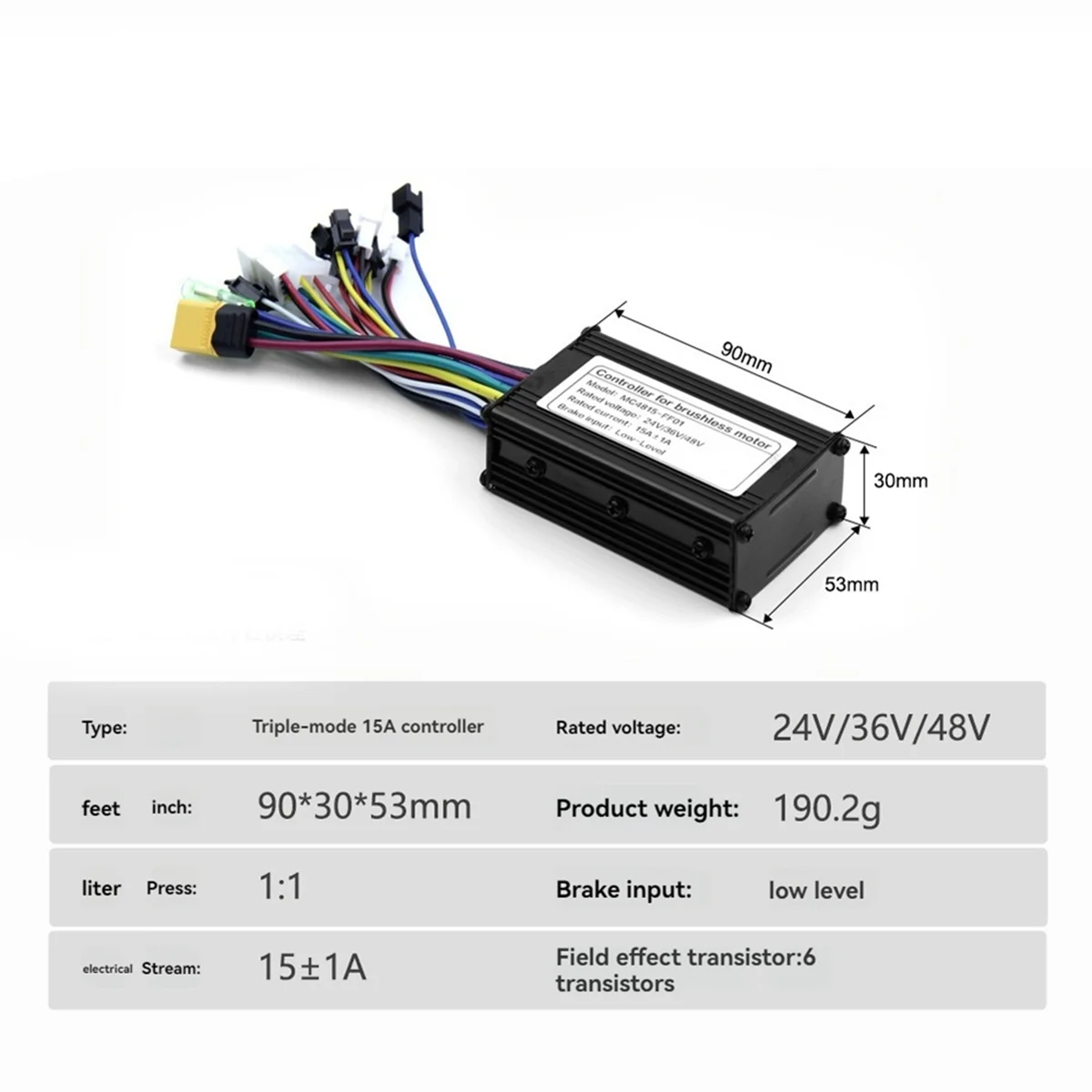 A56XQ EBike 3 โหมด 24V 36V 48V 15A Sinewave Controller 6 หลอดสําหรับ 250 W-350 W มอเตอร์ไฟฟ้าสกู๊ตเตอร์อะไหล่ EBike CONTROLLER