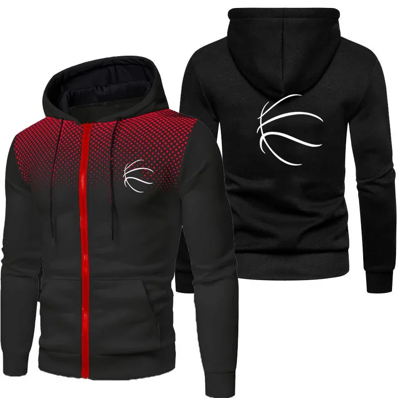 Autumn Men Basketball Sweatshirts Long Sleeve Jacket Hoodie Zipper Closure Jacket Male Hoodies Sweatshirt Slim Fit Male Clothing