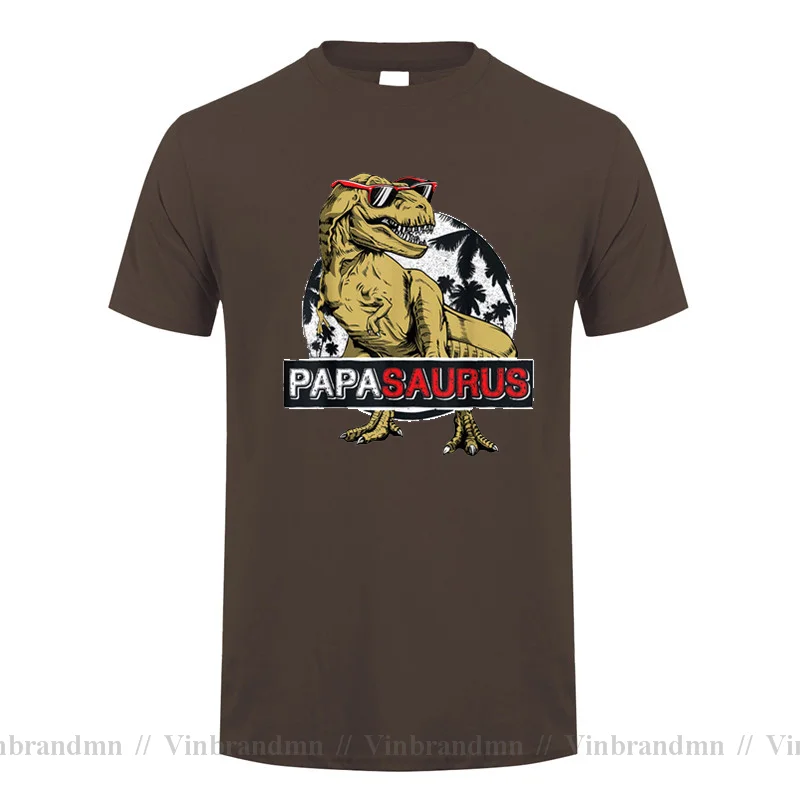 Papasaurus T Shirts T Rex Papa Saurus Dinosaur T-Shirts Men Daddysaurus T Shirt Fathers Day Gifts New Summer Men Loose T-shirt