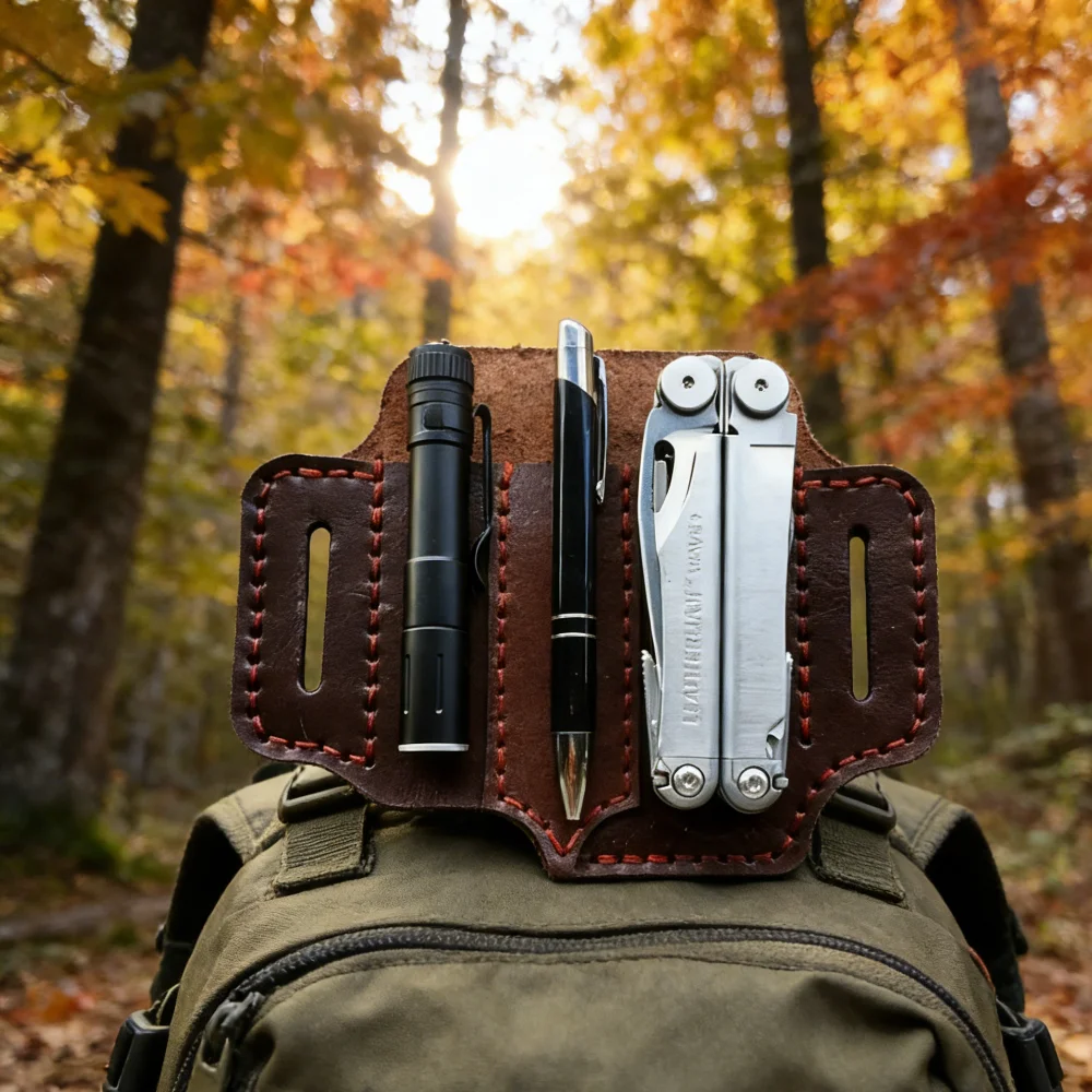 

Outdoor Portable Tactical Multi Tool Belt Leather Bag – Portable Tool Storage Holster for Camping, Hunting & Waist Pocket