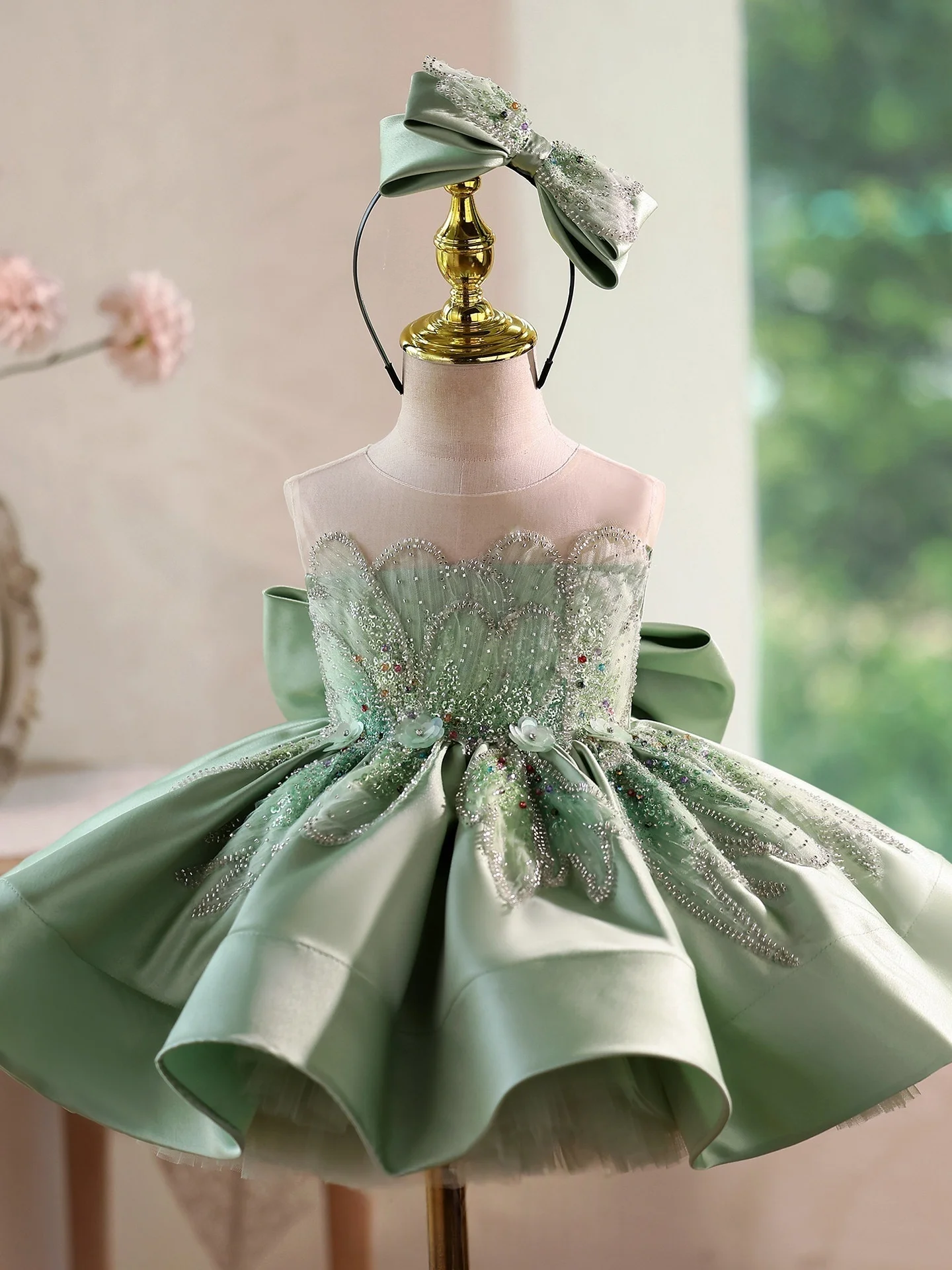 abito-da-damigella-d'onore-personalizzato-per-matrimonio-festa-sfilata-senza-maniche-con-perline-in-raso-verde-per-bambina