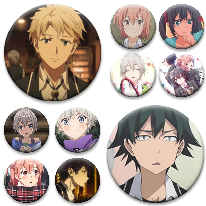 58mm My Youth Romantic Comedy Is Wrong, As I Expected Anime Peripheral Creative Brooch Cartoon Badge Button Pins Bag Coat Decor
