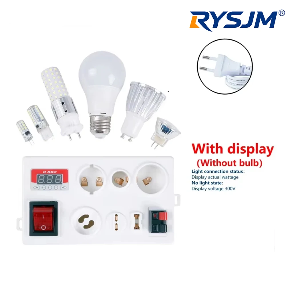 LED Lamp Bulb Light Voltage Power Quick Fast Tester Holder for E27 B22 E14 Lamp Bulb Light Test Box EU Plug With Power Display
