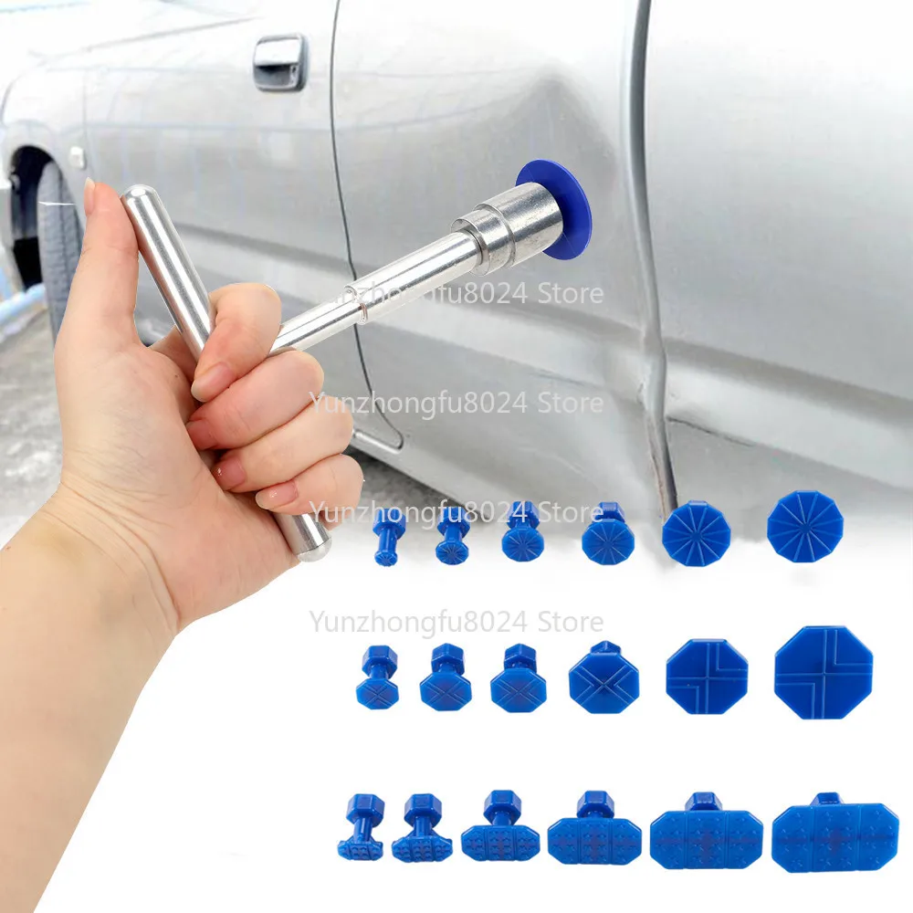 Car Dent Repair Pull Tool Auto Repair Kit with 18 Plastic Rubber Tongue Metal T-handle Dent Remover Universal Auto Parts