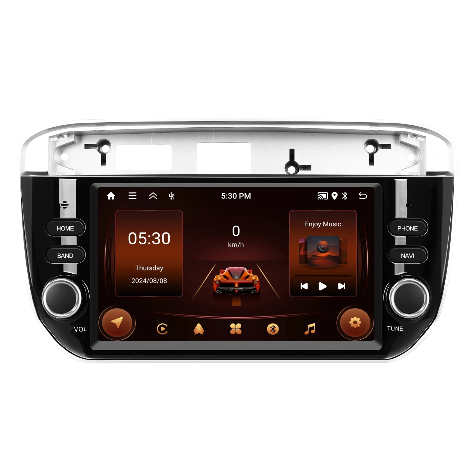 Podofo 7 inch 2DIN autoradio met Carplay, Android Auto, intelligent systeem, GPS navigatie, FM, BT voor Fiat Punto 2012-2015 - afbeelding 2