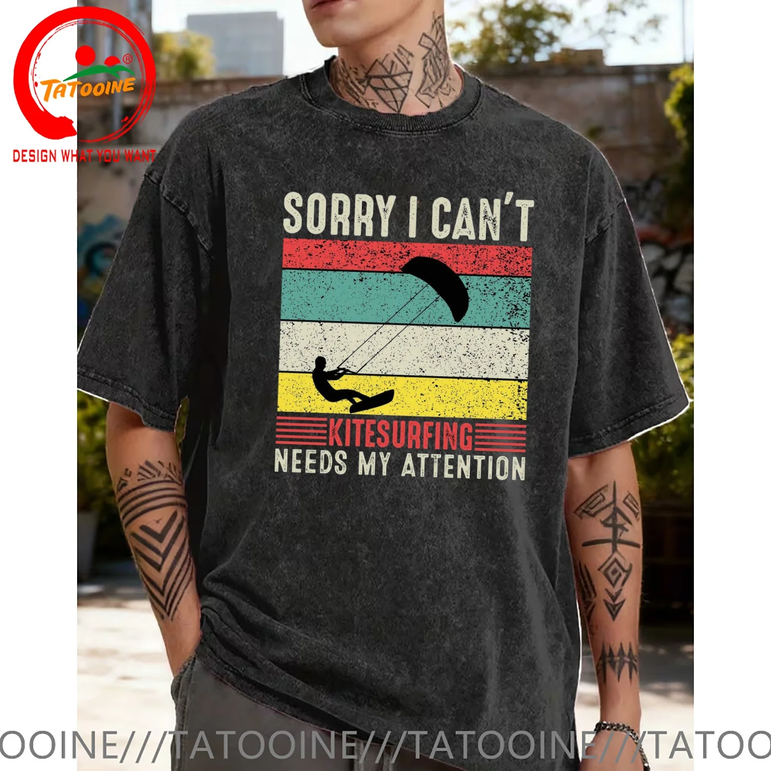 Funny Design Kitesurfer Sorry I Can't Kitesurfing Needs My Attention  Shirt Men Fashion Trendy Casual Clothing Stylish Tops Tee