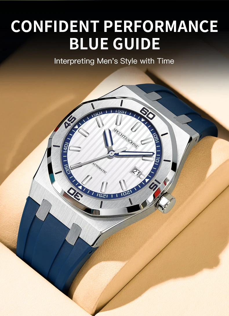Specht&Sohne New Classic Men's Watch 50M Waterproof Luminous Sapphire Crystal Blue Automatic Mechanical Watches Reloj Hombre S080dbd0f4dd544abafb32666e0b9b0bbD