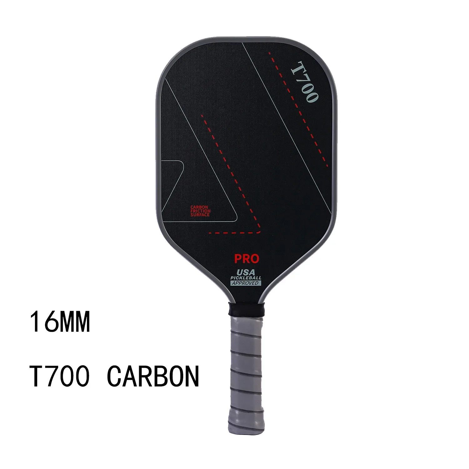 USAPA Approved Thermoformed Unibody T700 Raw Carbon Fiber Pickleball Paddle Spin Textured Surface With Foam Edge Indoor Outdoor