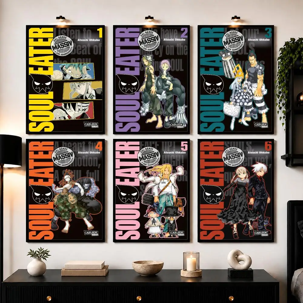 Black Star S-Soul E-Eater Poster Wall Art Sticker For Living Room Bedroom Bar Home Decor Mural Painting Decoration