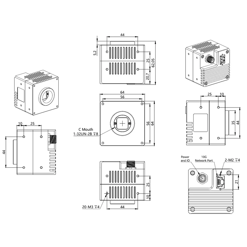 10Gigabit Ethernet Machine Vision กล้องอุตสาหกรรมชัตเตอร์ทั่วโลก