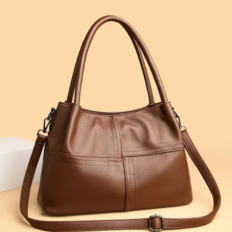 Diaper Bag Luxury Brand Crossbody For Women Stylish Vintage Tote Large Capacity Casual Simple Leather Purse