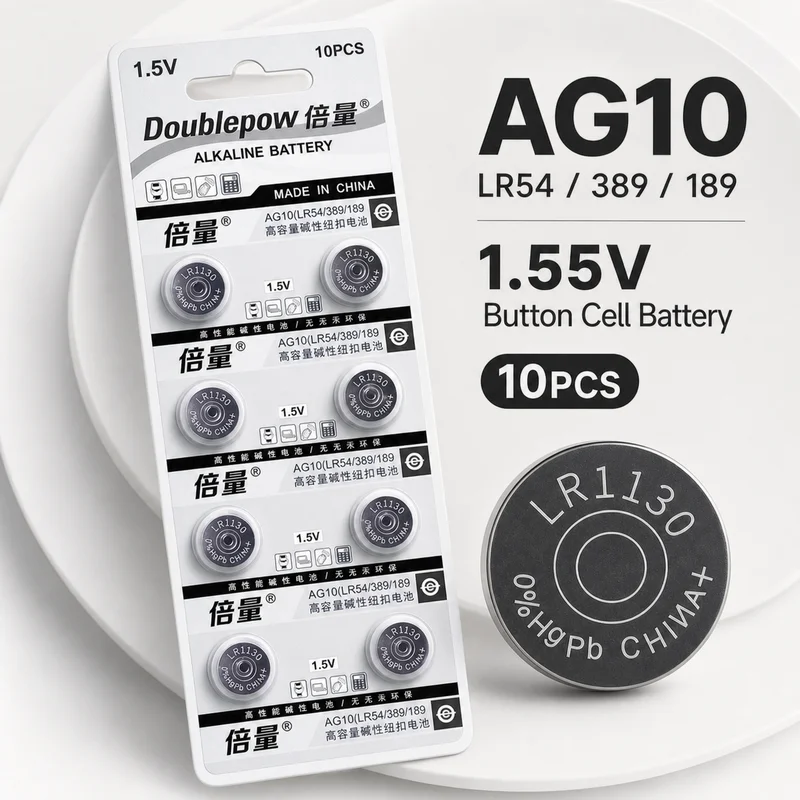 Button Cell Battery AG10 LR1130 LR54 L1131 SR1130 for Watch Calculator Laser, High Capacity Coin Cell Battery 2-50PCS