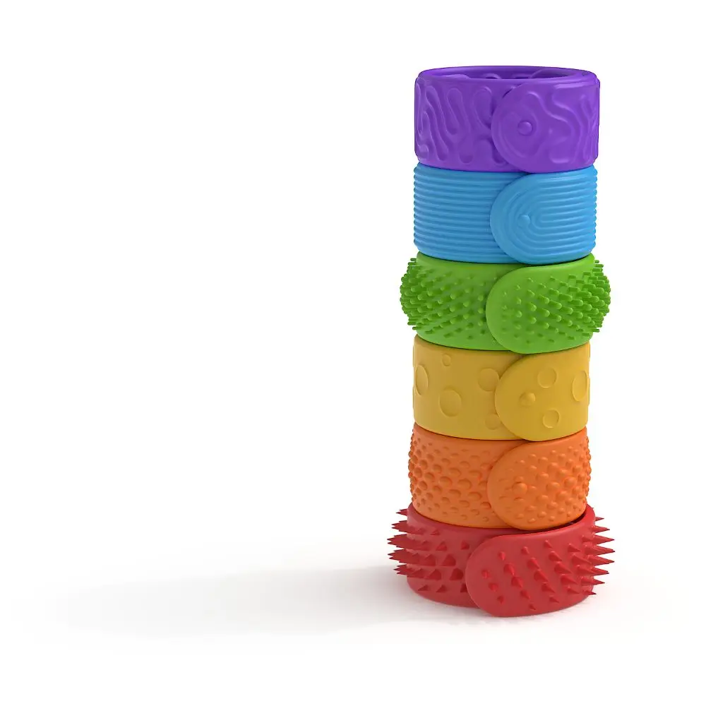 6 Stuks Kinderen Gits Zintuiglijke Armband 6 Stuks Getextureerde Siliconen Kalmerende Stress Angst Relief Slap Armbanden Jongen Meisje