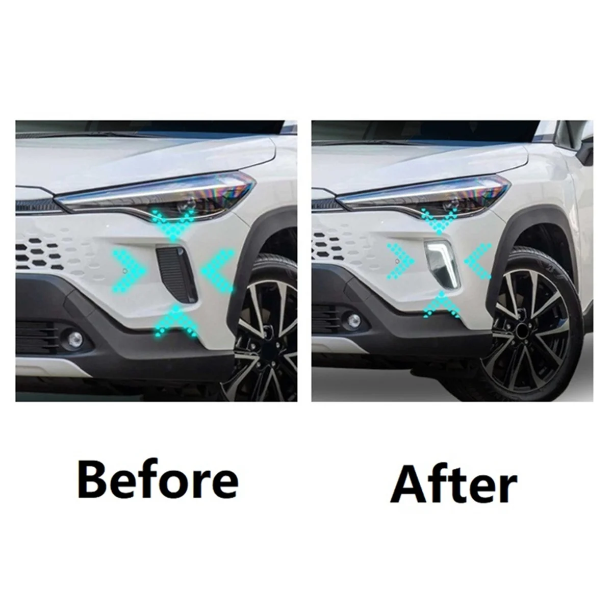 موثوقة-سيارة LED النهار الجري الخفيف DRL لتويوتا كورولا كروس 2024 بدوره مصباح إشارة مصباح الضباب ، أبيض + أصفر + ضوء أزرق