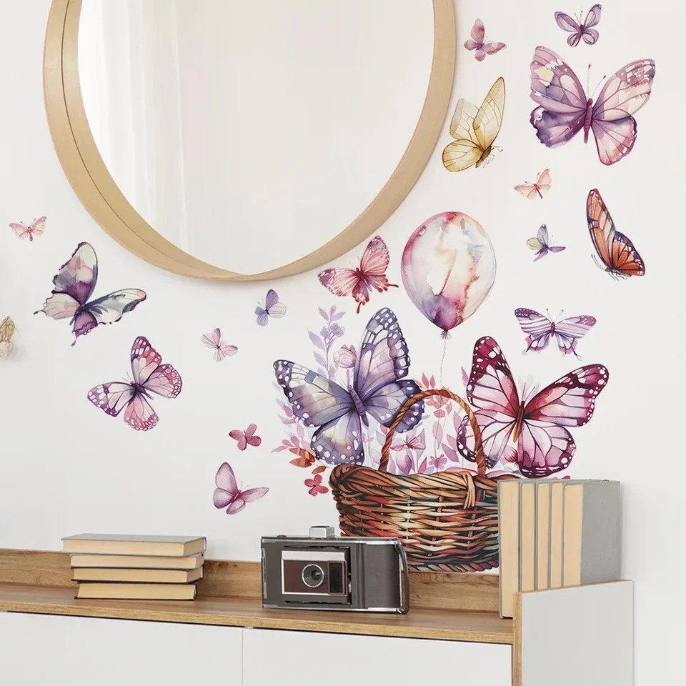KUUQA 36-Piece 3D Purple Butterfly Wall Stickers – Magnetic & Self-Adhesive, Sizes 6–12cm For Bedroom, Party & Fridge Decor