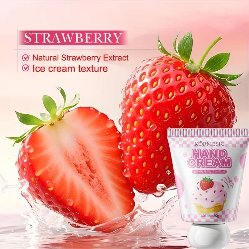 2PCS/4PCS Strawberry Ice Cream Hand Cream 30g, Autumn Winter Moisturizing Nourishing Hand Lotion, Portable Fragrance Hand Care