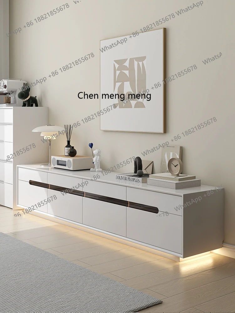 

TV cabinet minimalist, cream wind floor white projection living room simple pure solid wood